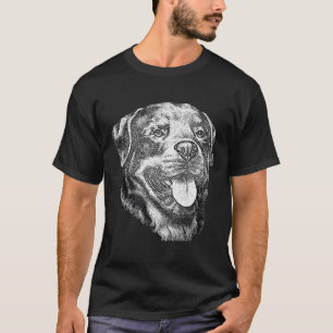 Camiseta Esbozo de arte cara retrato perro amante de la rot