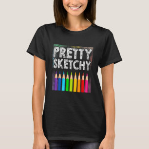 Camiseta Esbozo de bonito Artista Pencillos Esbozo Pai de E