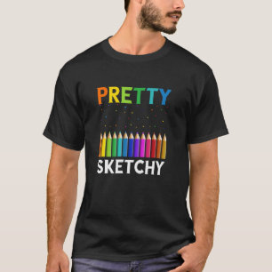 Camiseta Esbozo de bonito Artista Pencillos Esbozo Pai de E