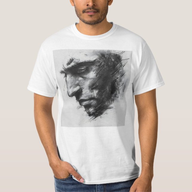 Camiseta Esbozo de carbón de cara de Moody Man (Anverso)