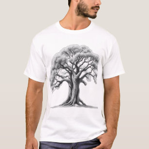 Camiseta Esbozo de carbón de roble antiguo