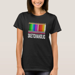 Camiseta Esbozo de dibujos de dibujos animados de artistas 