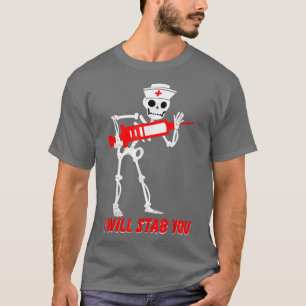 Camiseta Esbozo de enfermera te apuñalaré divertida residen