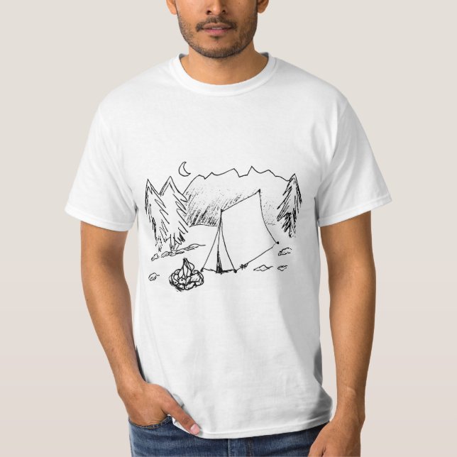 Camiseta Esbozo de escena de acampada (Anverso)