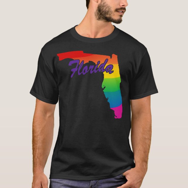Camiseta Esbozo de estado arcoiris en Florida (Anverso)