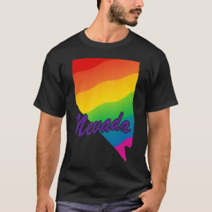 Camiseta Esbozo de estado arcoiris Nevada