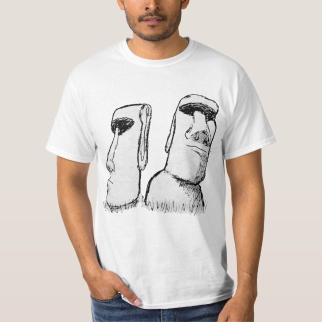 Camiseta Esbozo de estatuas de la antigua isla de Pascua (Anverso)