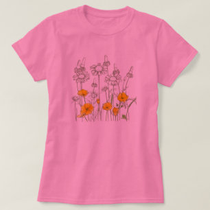 Camiseta Esbozo de Flor de Adormidera de California