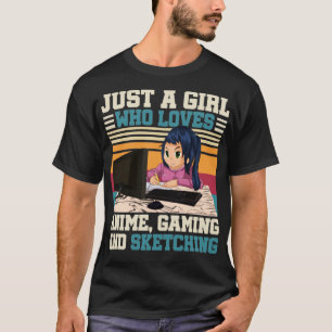 Camiseta Esbozo de Gamer Otaku Anime Manga