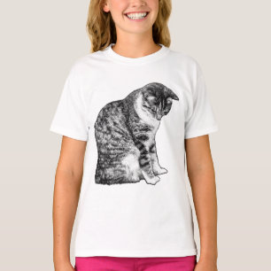Camiseta Esbozo de gato vintage con estilo estacional