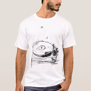 Camiseta Esbozo de Gramófono Resumen Elegante