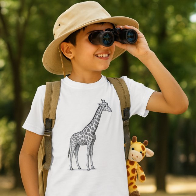 Camiseta Esbozo de jirafa Safari de niños (Subido por el creador)
