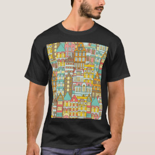 Camiseta Esbozo de la ciudad Panorama: Casas impecables.