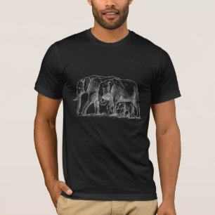 Camiseta  Esbozo de la familia del elefante, animales salva