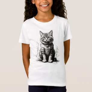 Camiseta Esbozo de lápiz de gato corto