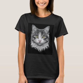 Camiseta Esbozo de lápiz extremadamente mínimo con un gato