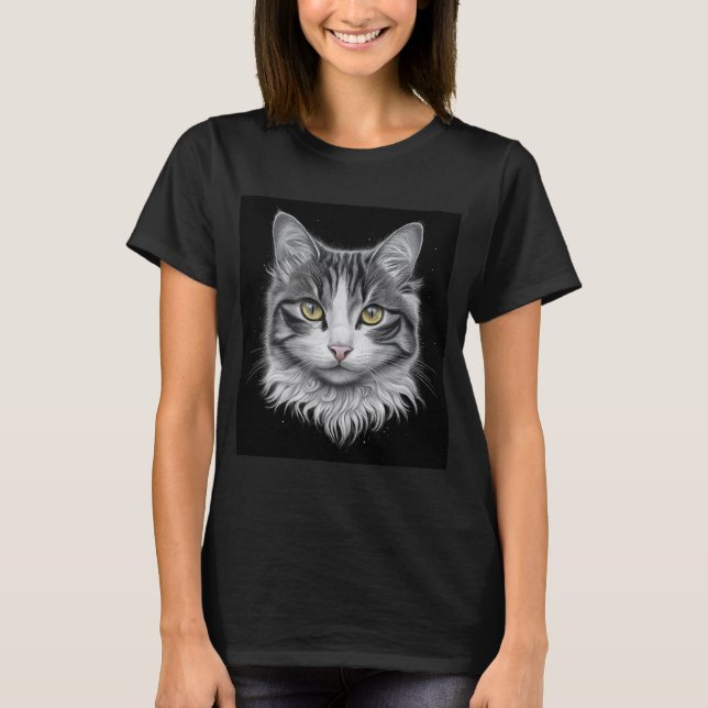 Camiseta Esbozo de lápiz extremadamente mínimo con un gato (Anverso)