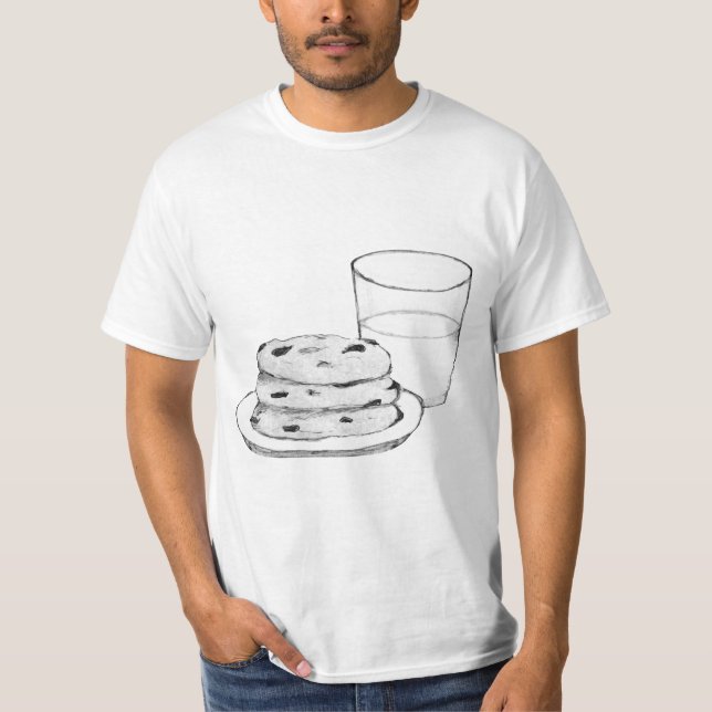 Camiseta Esbozo de leche y cookies (Anverso)