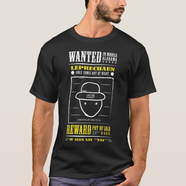 Camiseta Esbozo De Leprechaun Móvil Alabama St Patrick'S Es (Anverso)
