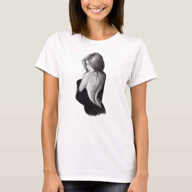 Camiseta Esbozo de mano del modelo de dibujo de la mujer ch (Anverso)