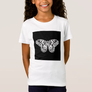 Camiseta Esbozo de mariposa, blanco y negro