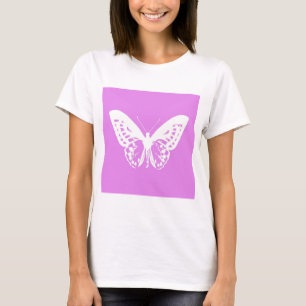 Camiseta Esbozo de mariposa, orquídea y blanco