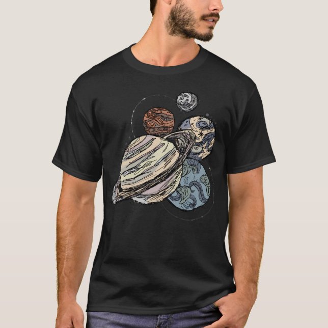 Camiseta Esbozo de planetas (Anverso)
