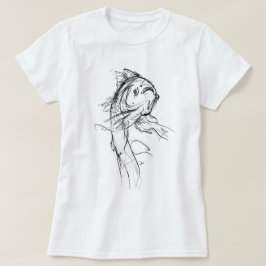 Camiseta Esbozo de resumen elegante de peces de Koi