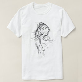 Camiseta Esbozo de resumen elegante de peces de Koi