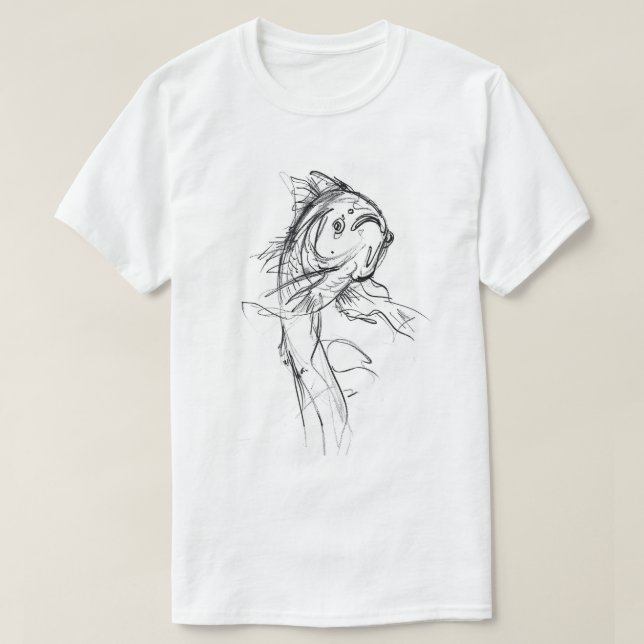 Camiseta Esbozo de resumen elegante de peces de Koi (Diseño del anverso)