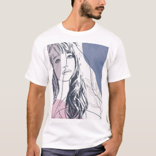 Camiseta Esbozo de retrato, plantas tropicales de formas co