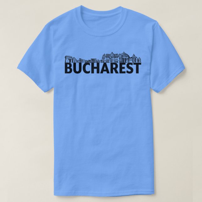 Camiseta Esbozo de silueta de línea aérea de Bucarest (Diseño del anverso)