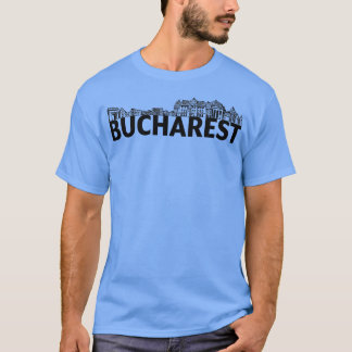 Camiseta Esbozo de silueta de línea aérea de Bucarest