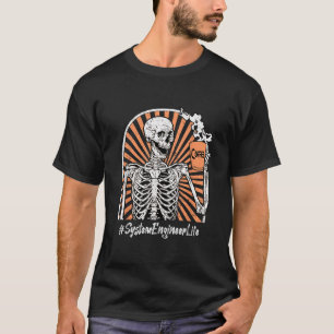 Camiseta Esbozo del café de vida del ingeniero de sistemas