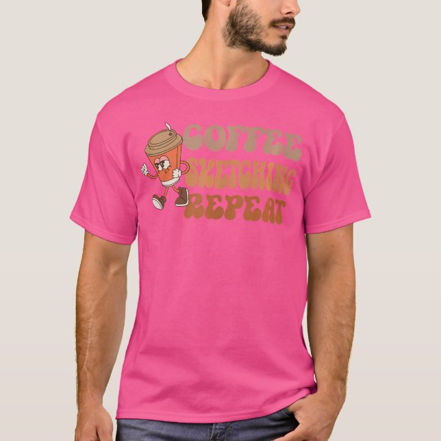 Camiseta Esbozo del café Repetir el curioso boceto del café (Anverso)