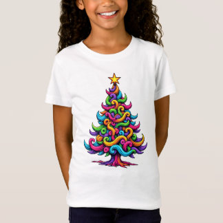 Camiseta Esbozo Doodle Estilo Árbol de Navidad