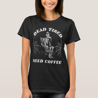 Camiseta Esbozo gracioso y aterrador con café para Hallowee