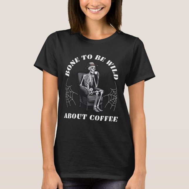 Camiseta Esbozo gracioso y aterrador con café para Hallowee (Anverso)