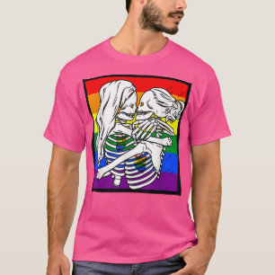 Camiseta Esbozo lésbico pareja lesbiana Orgullo arcoiris Hu