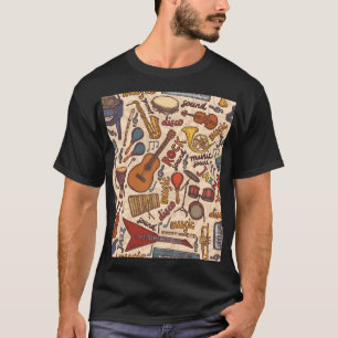 Camiseta Esbozo musical: Colorido y sin costura.