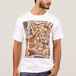 Camiseta Esbozo musical: Colorido y sin costura.