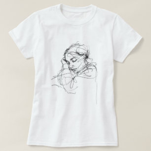Camiseta Esbozo pacífico de una mujer durmiente