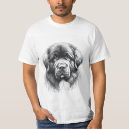 Camiseta Esbozo suave del lápiz de perro de Terranova por A