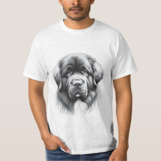 Camiseta Esbozo suave del lápiz de perro de Terranova por A