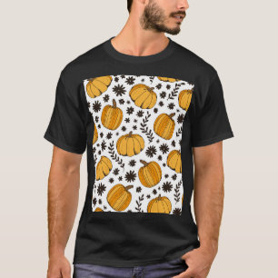 Camiseta Esbozos de calabaza: patrón sin costuras dibujado