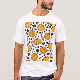 Camiseta Esbozos de calabaza: patrón sin costuras dibujado
