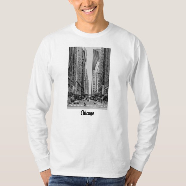 Camiseta Escala de grises de Chicago Madison Street Long Sl (Anverso)