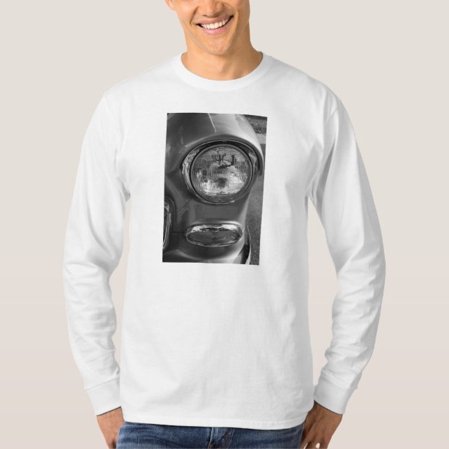 Camiseta Escala de grises del faro de 55 Chevy (Anverso)