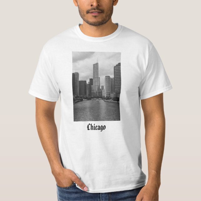 Camiseta Escala de grises del río Trump Tower Chicago (Anverso)