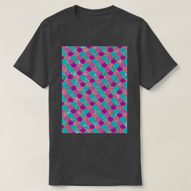 Camiseta Escala de sirvientas en Aqua Púrpura y Rosa con Aq (Diseño del anverso)